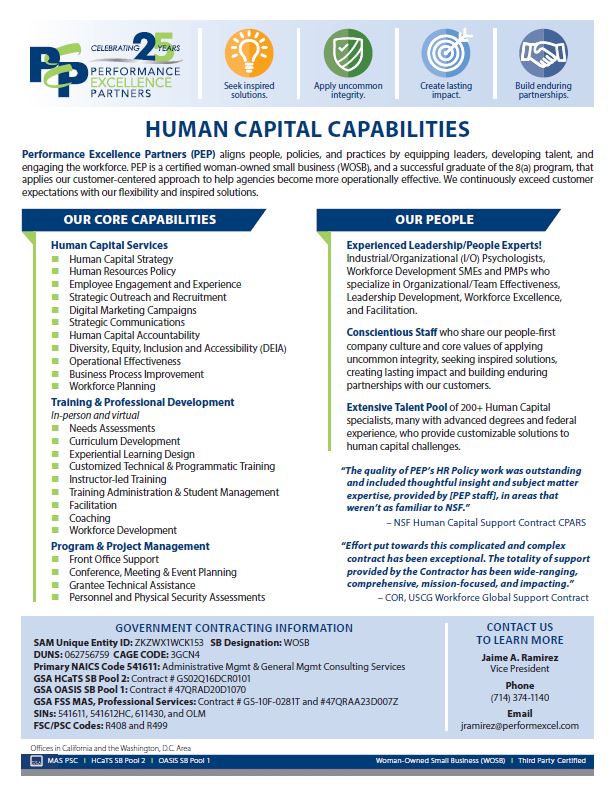 Thumbnail picture of PEP's Human Capital Capabilities statement